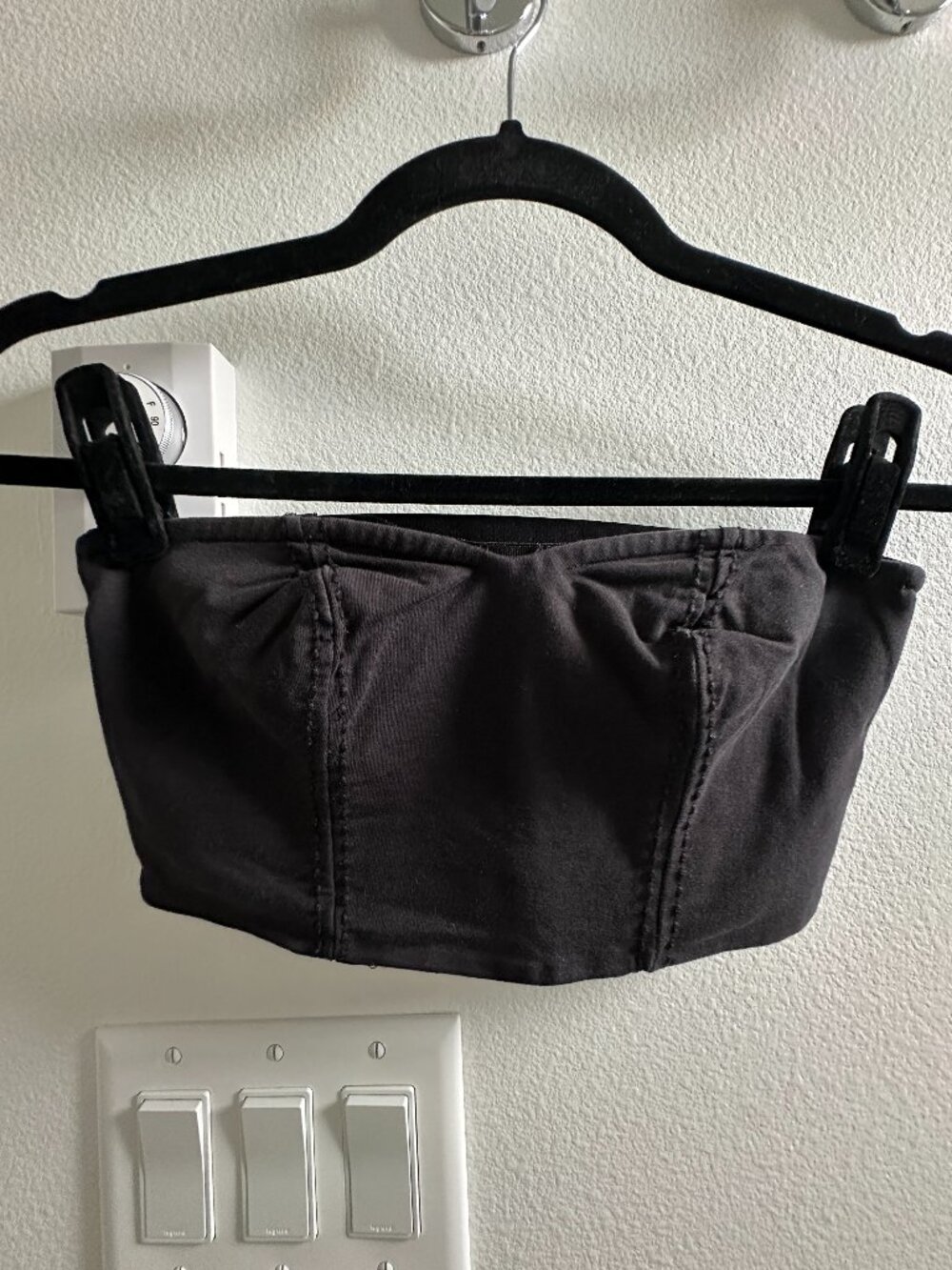 Black strapless bandeau / tube top - size XS/S
